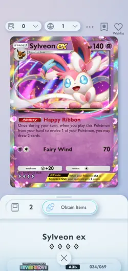 Sylveon EX 4 Diamond Rare Card Pokemon Pocket Digital Trade NOT A PHYSICAL CARD - Image 1