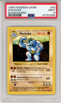 1999 POKEMON GAME MACHOKE PSA 9 - #34 34/102 MINT GENUINE - Image 1
