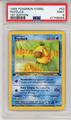 1999 POKEMON FOSSIL PSYDUCK 1ST EDITION - PSA 9 - #54 54/62 MINT GENUINE - Image 1