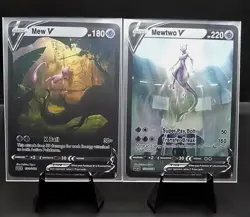 Pokemon Ancient Mew V / Mewtwo V Full Art Custom HoloFoil Cards Set Of 2 Cards! - Image 1