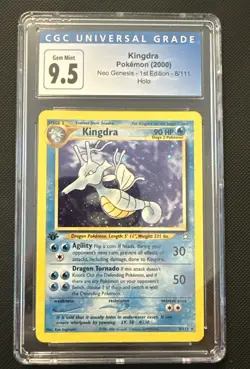 CGC 10 (old label 9.5) Kingdra 8/111 Holo 1st Edition Pokemon Card Neo Genesis - Image 1