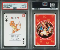 1996 POKEMON RED POKER CARD #004 CHARMANDER PSA 10 GEM MINT ACE OF CLUBS - Image 3