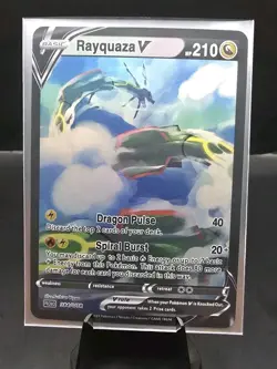 Pokemon Rayquaza V Custom Full Art Holofoil Card With Texture - Image 1