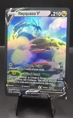 Pokemon Rayquaza V Custom Full Art Holofoil Card With Texture - Image 2
