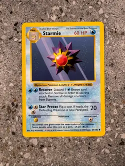 Pokemon TCG Cards SHADOWLESS Base Set Starmie 64/102 - Image 1
