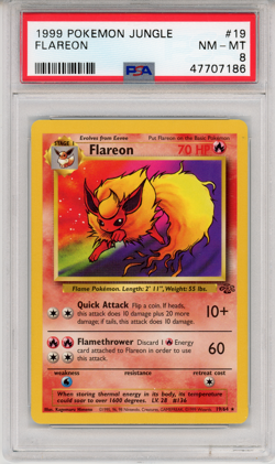 1999 POKEMON JUNGLE FLAREON- PSA 8 - NM-MT #19 19/64 GENUINE - Image 1