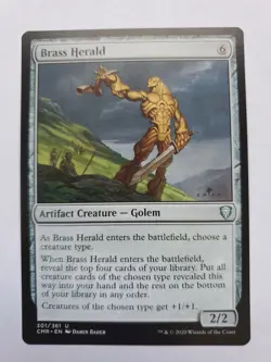 MTG Magic The Gathering Card Brass Herald Artifact Creature Golem Commander Lege - Image 1