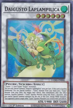 YUGIOH..DAIGUSTO LAPLAMPILICA..DAMA-EN040..NM/MT/NP..1ST EDITION..SUPER RARE - Image 1