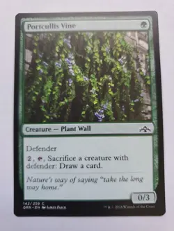 MTG Magic The Gathering Card Portcullis Vine Creature Plant Wall Green Guilds Of - Image 1