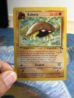 Kabuto 50/62 Fossil W Gold Stamp Wizards Promo Fossil WOTC Pokemon Card DMG - Image 3