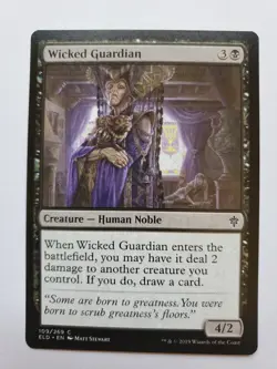 MTG Magic The Gathering Card Wicked Guardian Creature Human Noble Black Throne - Image 1