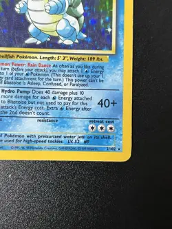 Blastoise 2/102 Base set Holo Rare Pokemon Card TCG 1999 LP Condition Excellent - Image 5