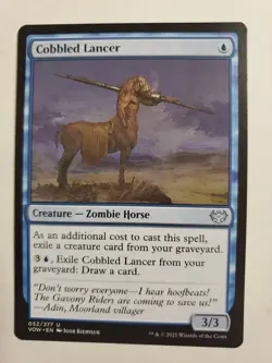 MTG Magic The Gathering Card Cobbled Lancer Creature Zombie Horse Blue - Image 1