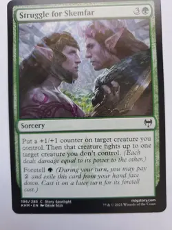 MTG Magic The Gathering Card Struggle for Skemfar Sorcery Green Kaldheim 2021 - Image 1