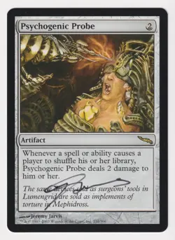 Signed Psychogenic Probe Proof LP Mirrodin Artist Jeremy Jarvis MTG Magic AP! - Image 1