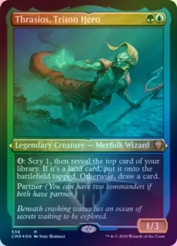 FOIL ETCHED Thrasios, Triton Hero (Commander Legends) - NM Pack Fresh MTG - Image 1