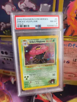 Pokemon Card Erika's Vileplume Gifor Gym Heroes Holo 2000 Rare Deutsch PSA 8 - Image 1