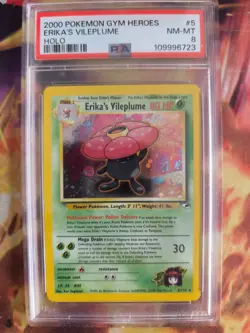 Pokemon Card Erika's Vileplume Gifor Gym Heroes Holo 2000 Rare Deutsch PSA 8 - Image 2