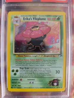 Pokemon Card Erika's Vileplume Gifor Gym Heroes Holo 2000 Rare Deutsch PSA 8 - Image 3