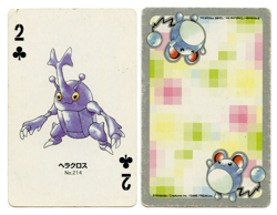 2000 Heracross 2 of Clubs Pokemon Silver Part 2 Playing Card Japan Original - Image 1