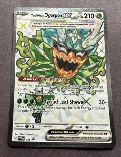 Pokemon 166 Full Art Shiny Ultra Rare Holo Teal Mask Ogerpon ex Scarlet Violet! - Image 2