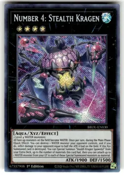 Yugioh Number 4: Stealth Kragen BROL-EN030 Secret Rare 1st Ed NM - Image 1