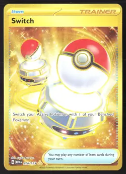 Switch 206/165 Full Art Gold Secret Rare Pokemon 151 Pokemon Card - Image 3