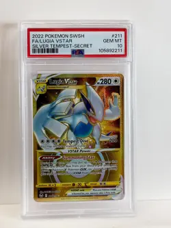 2022 Pokemon SWSH Lugia VSTAR 211 Silver Tempest Secret PSA 10 - Image 1