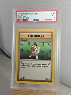 1999 POKEMON FOSSIL 1ST EDITION #61 RECYCLE PSA 5 - Image 1