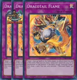 Yugioh! 3x Dracotail Flame JUSH-EN011 Super Rare 1st Ed NM - Image 1