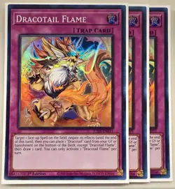 Yugioh! 3x Dracotail Flame JUSH-EN011 Super Rare 1st Ed NM - Image 1