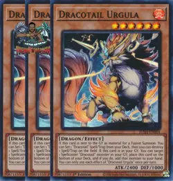 Yugioh! 3x Dracotail Urgula JUSH-EN004 Super Rare 1st Ed NM - Image 1