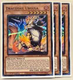 Yugioh! 3x Dracotail Urgula JUSH-EN004 Super Rare 1st Ed NM - Image 1