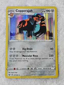 Pokemon TCG Copperajah HOLO SWSH01: Sword & Shield Base Set 137/202 2020 Rare LP - Image 2