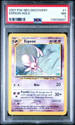 2001 POKEMON NEO DISCOVERY #1 ESPEON-HOLO PSA 7 - Image 1