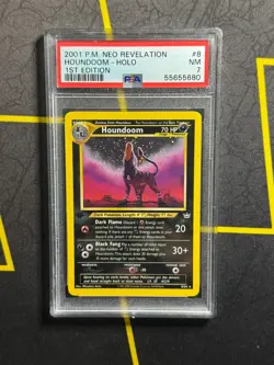 Houndoom 8/64 1st Edition Pokemon TCG Neo Revelation - PSA 7 NM - Image 1
