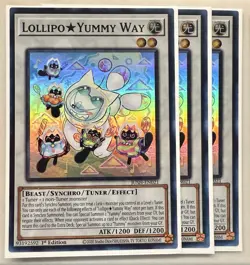 Yugioh! 3x Lollipo Yummy Way JUSH-EN021 Super Rare 1st Ed NM - Image 1