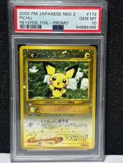 2000 PM JAPANESE NEO 2 PICHU - PSA 10 - Reverse Foil -Rare Vintage Card No 172 - Image 1
