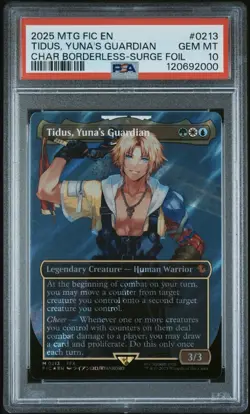 2025 MTG FINAL FANTASY COMMANDER #0213 TIDUS, YUNA'S GUARDIAN PSA 10 SURGE FOIL - Image 1