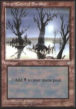 1x Snow-Covered Swamp Heavy Play, English Ice Age MTG Magic - Image 1