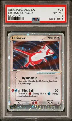 2003 POKEMON EX DRAGON #93 LATIAS EX-HOLO PSA 8 - Image 1