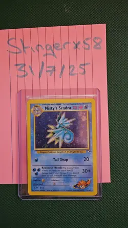 Misty's Seadra Holo Pokemon TCG Card 9/132 Gym Heroes Rare - Image 1