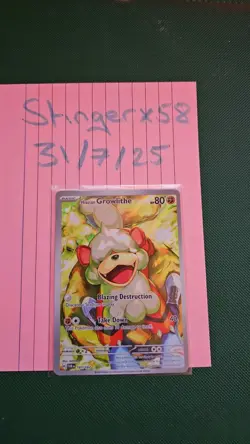 Pokemon TCG Twilight Masquerade Hisuian Growlithe Illustration Card 181/167 - Image 1