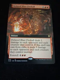 Borderless Delayed Blast Fireball #630 MTG CLB Battle for Baldur's Gate Ext Art - Image 1