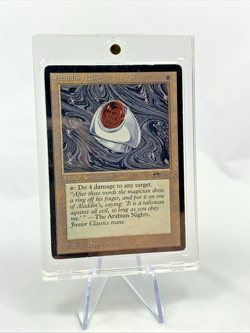 ARABIAN NIGHTS - Aladdin's Ring - Played MTG Magic the Gathering Card in Holder - Image 1