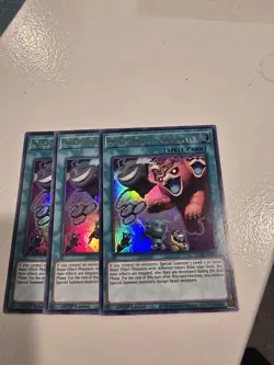 Yugioh! 3x Obedience Schooled BLAR-EN071. Ultra Rare. 1st Ed. Near Mint. - Image 1