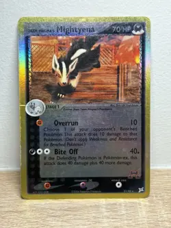Team Magma's Mightyena 21/95 Ex Team Magma vs Team Aqua Reverse Holo Pokemon MP - Image 1