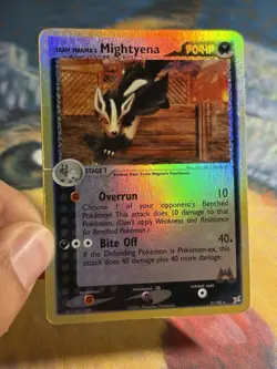 Team Magma's Mightyena 21/95 Ex Team Magma vs Team Aqua Reverse Holo Pokemon MP - Image 3