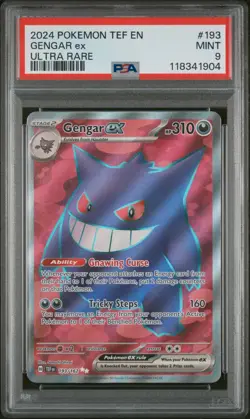 2024 POKEMON TEF EN-TEMPORAL FORCES ULTRA RARE #193 GENGAR EX PSA 9 - Image 1