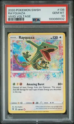 2020 POKEMON SWORD & SHIELD VIVID VOLTAGE #138 RAYQUAZA PSA 10 - Image 1